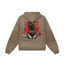 Load image into Gallery viewer, Brown hoodie with graphic design on the back on a white background